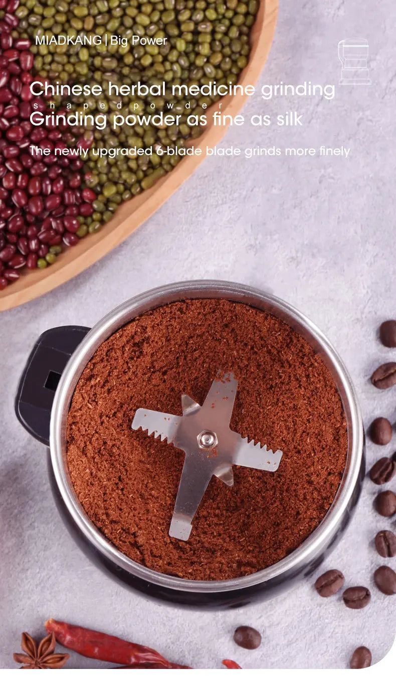 Kompakte elektrische Kaffeebohnenmühle aus Edelstahl