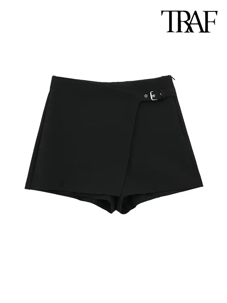 Asymmetrische Skorts mit hoher Taille für Damen