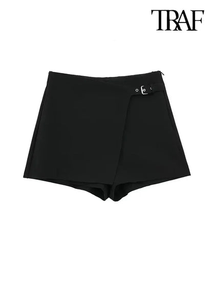 Jupes-shorts asymétriques taille haute pour femmes