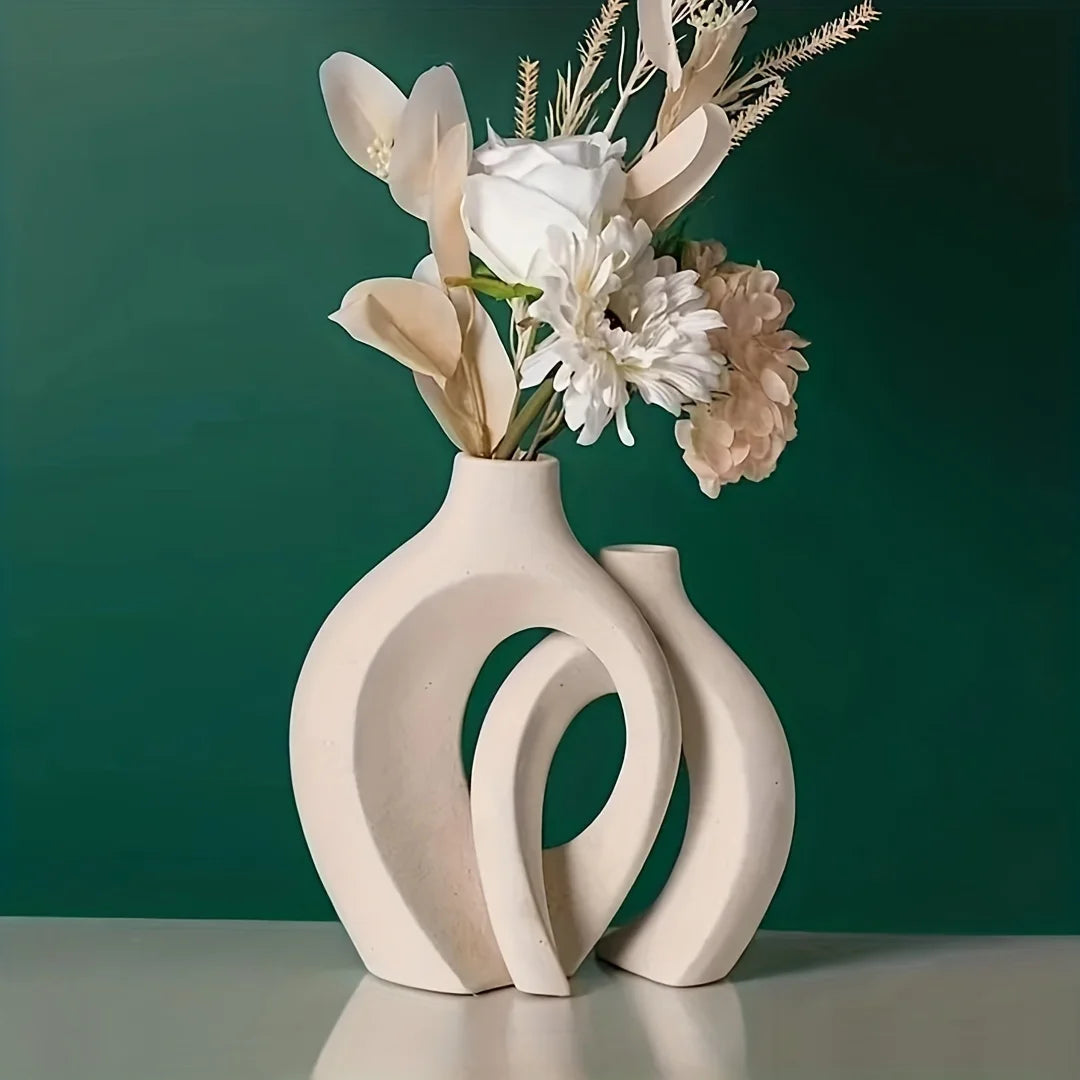 Hollow Nordic Ceramic Vase Set for Modern Decor