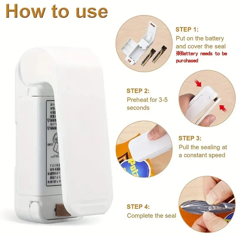 Portable Mini Heat Sealer - Food Bag Closure