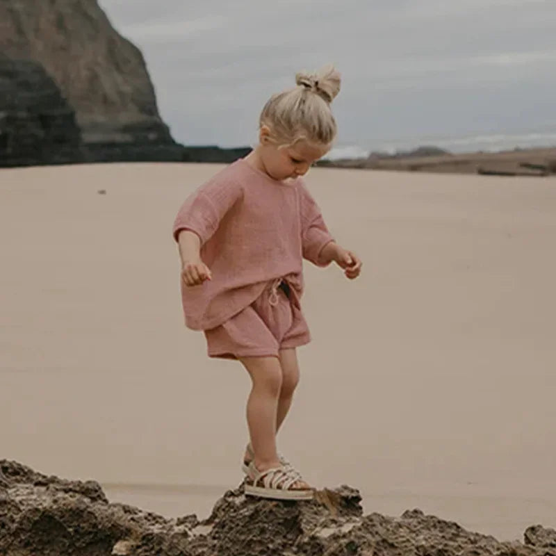 Ensemble chemise et short en mousseline de coton pour enfants décontractés