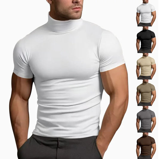 T-shirt à manches courtes et col montant pour homme