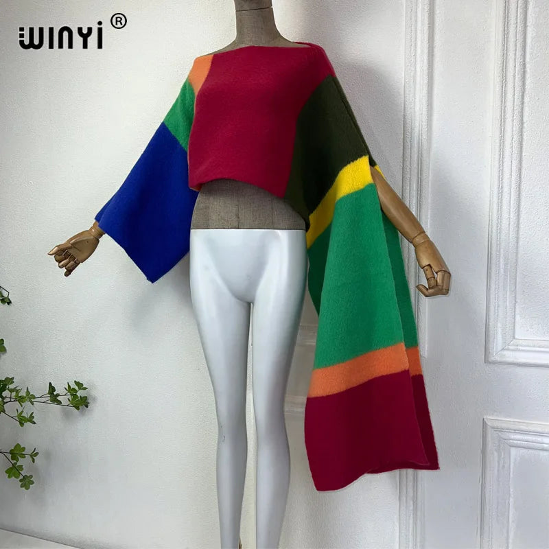 WINYI Pullover Sweater Cape- Stylish Irregular Sleeve Top