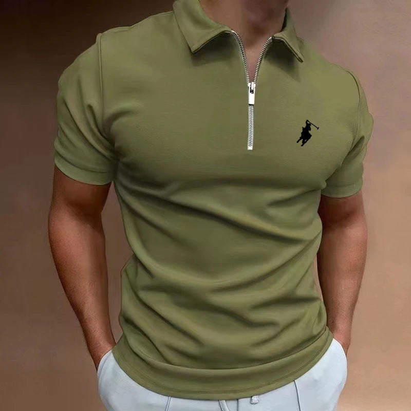 AIOPESON Herren-Poloshirt mit Giraffen-Stickerei für den Sommer