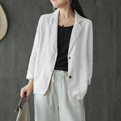 Vintage-Inspired Summer Blazer with Lapel Neck