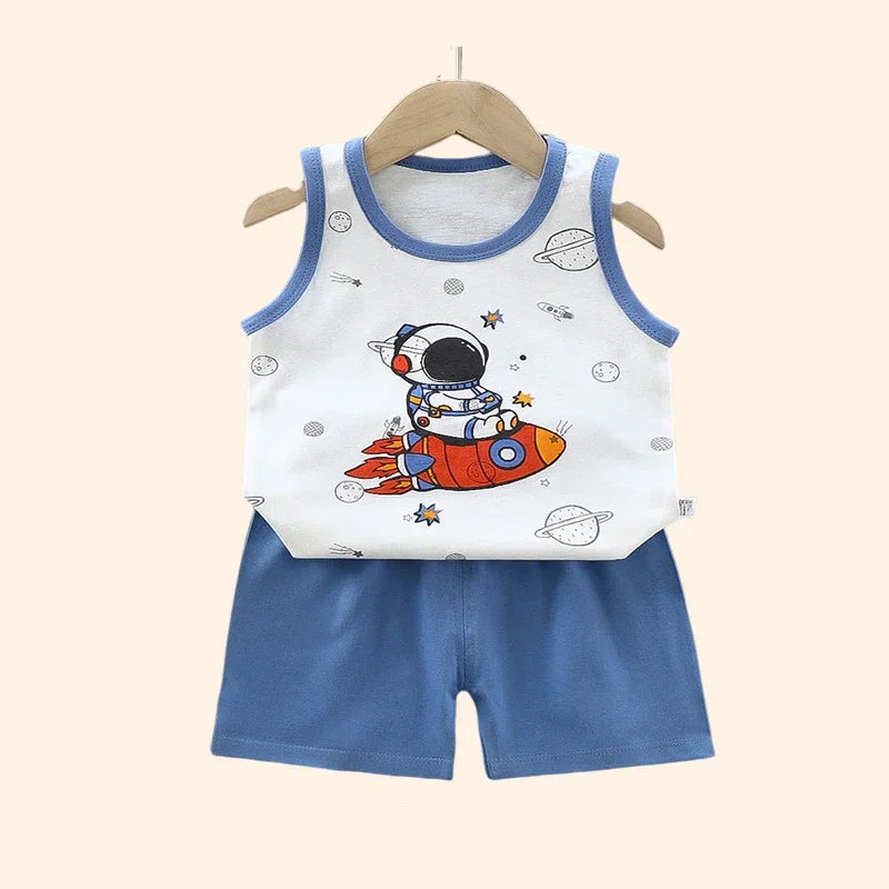 Costume gilet d'été pour enfants - T-shirts et shorts en coton