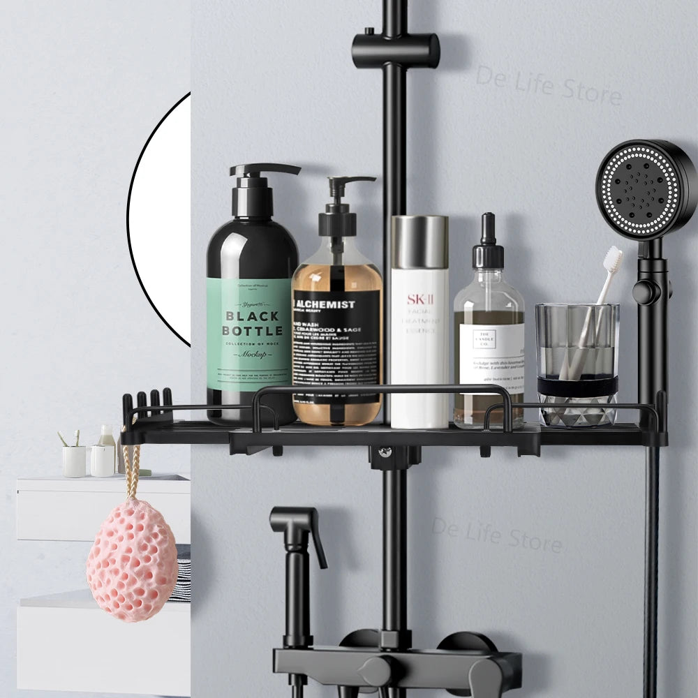 Extendable Shower Shelf - No Drilling, Shampoo Tray & Storage