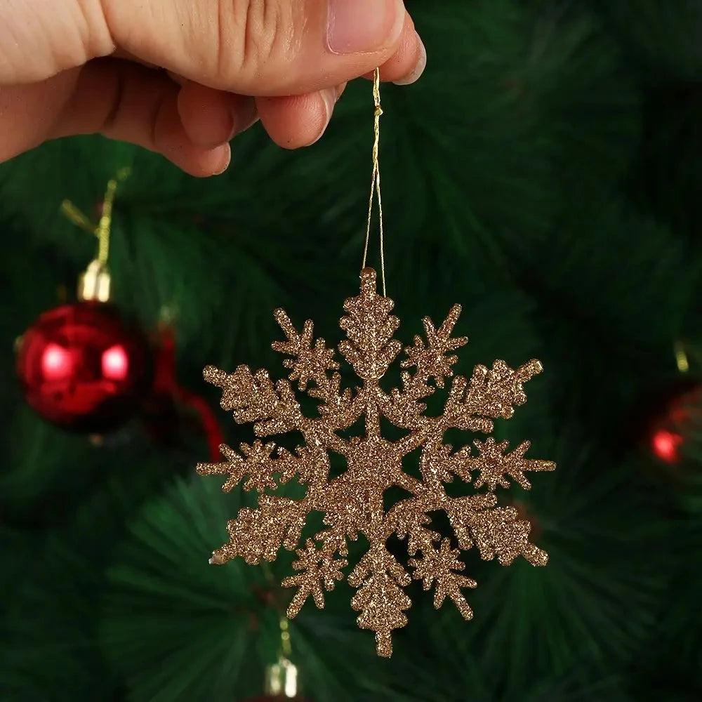 6/12 Stück künstliche Schneeflocken für den Weihnachtsbaum.