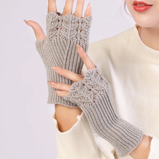 Elegante fingerlose Handschuhe aus Wollstrick für Damen