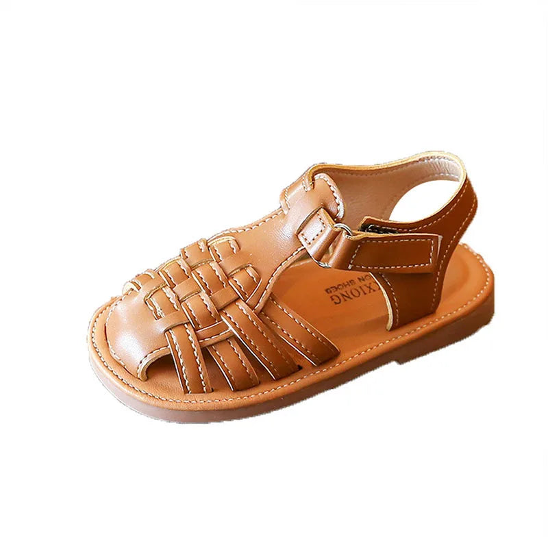 Solid Weave Girl's Sandals - Closed Toe Girls Shoes