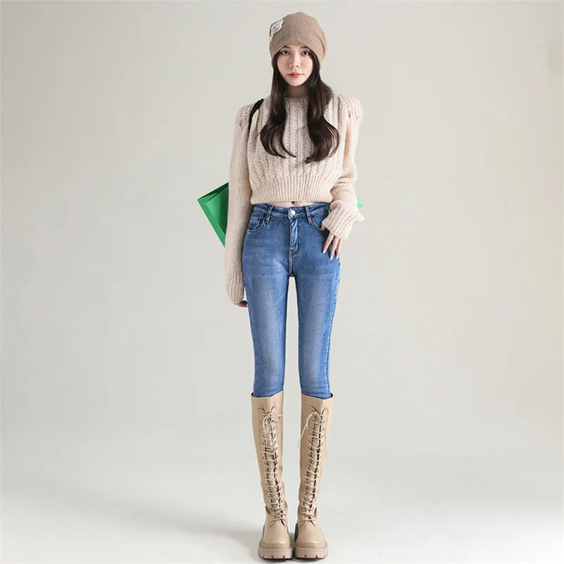 New Winter Thermal Fleece Skinny Jeans for Women