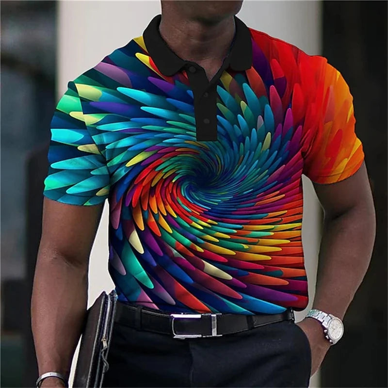 Poloshirt mit 3D-Druck „Optical Illusion“ für Herren