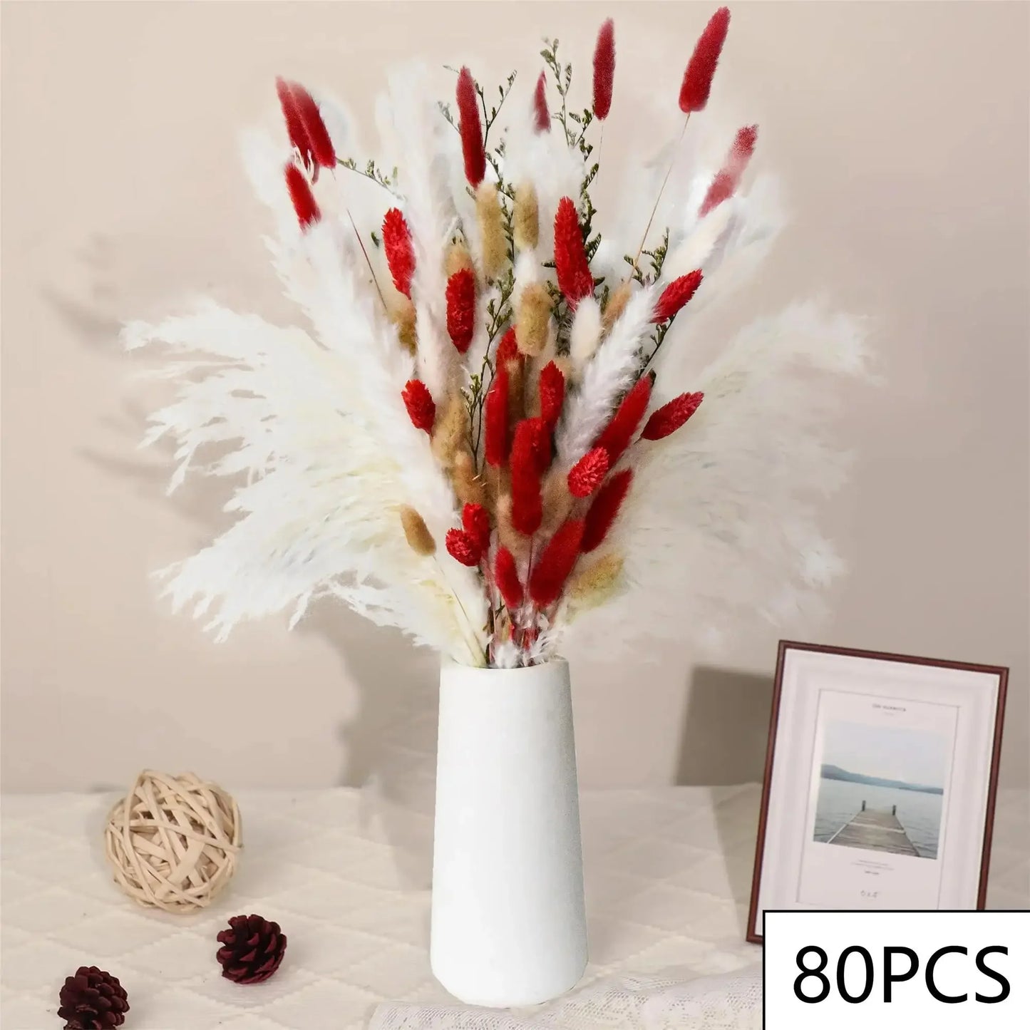 Natural Dried Flowers Pampas Floral Bouquet Home Decoration Rabbit Tail Grass