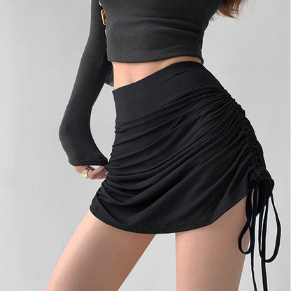 Summer High Waist Y2K Slim Drawstring Skirt