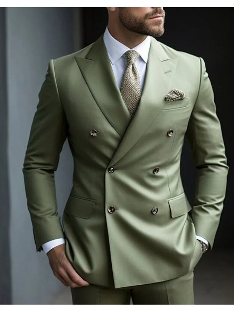 Sage Green Plus Size Men's Wedding Suit