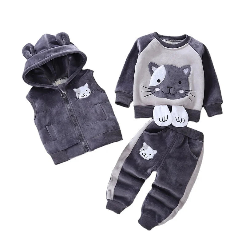 Ensemble d'hiver pour bébé à capuche et motif floral douillet