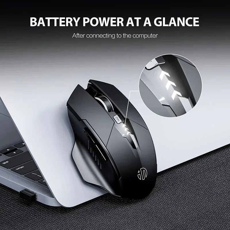 F1 2.4G Wireless Mouse 500mAh Ergonomic Rechargeable Power Display Computer Universal