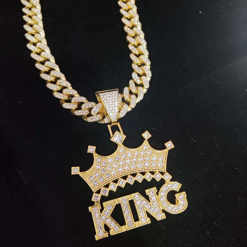 Chaîne cubaine King avec couronne creuse de style rue, 1 pièce