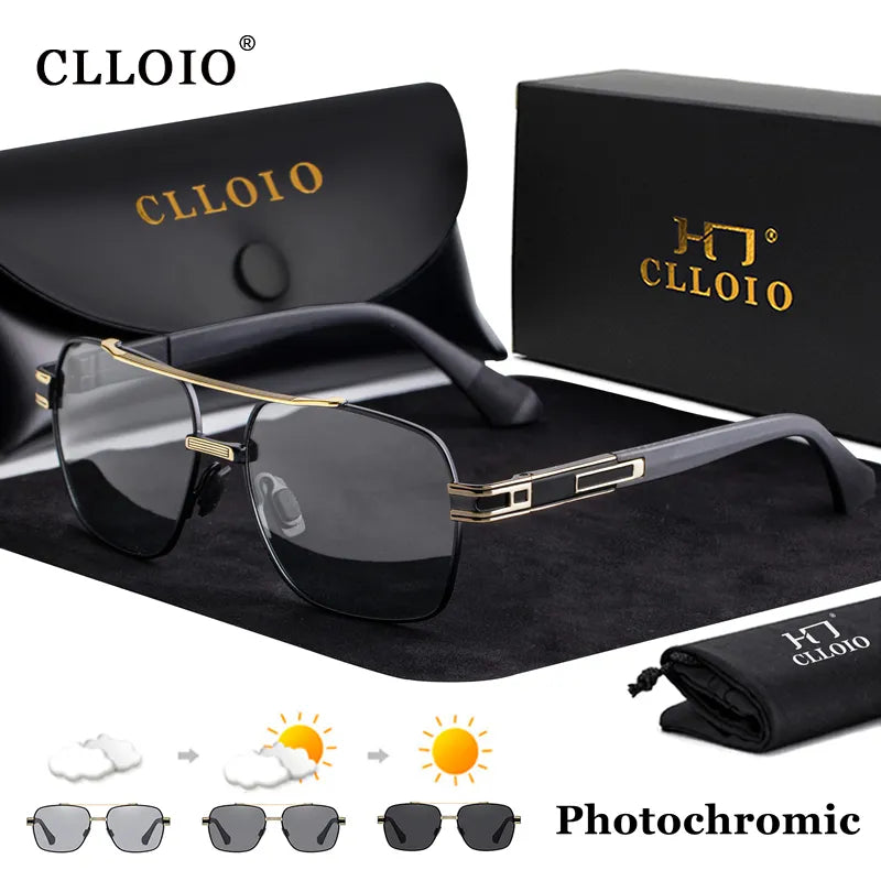 Photochromic Polarized Pilot Vintage Driving sunglasses