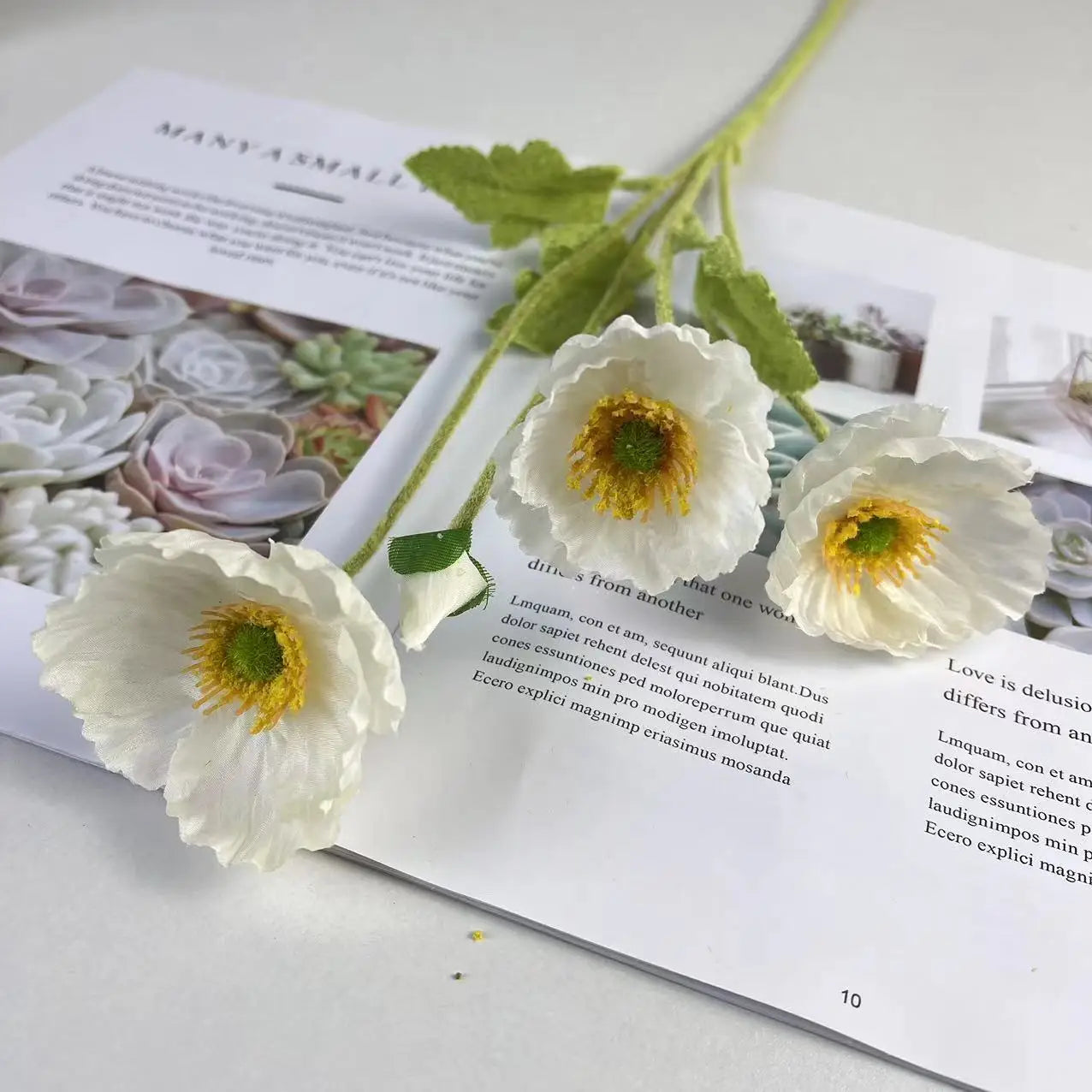 Bouquet de fleurs artificielles en soie de pavot pour décoration d'intérieur