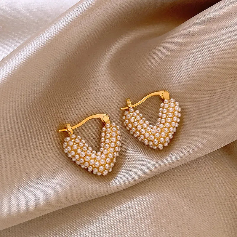 Light Luxury Love Imitation Pearl Earrings for Women