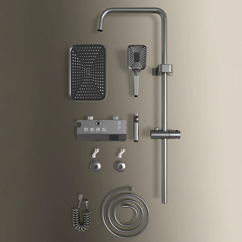 Gray and Black Piano Keys Shower System with LED Digital Tap