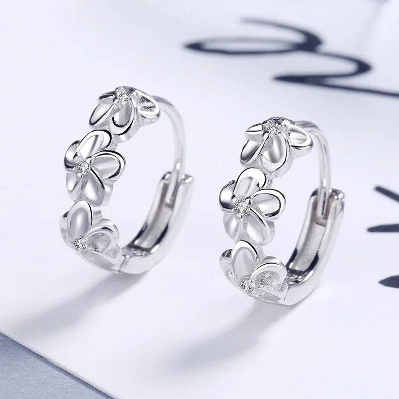 Crystal Zircon Flower Stud Earrings