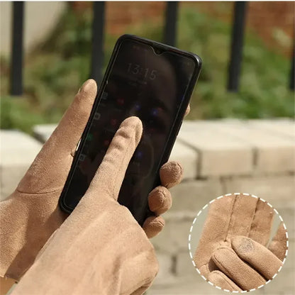 Gants d'hiver en daim pour écran tactile - Rembourrés