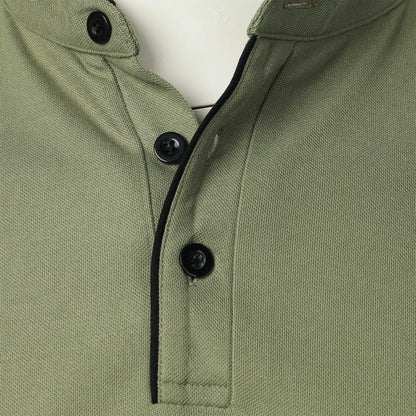 Men's solid color short-sleeved stand Neck T-shirt