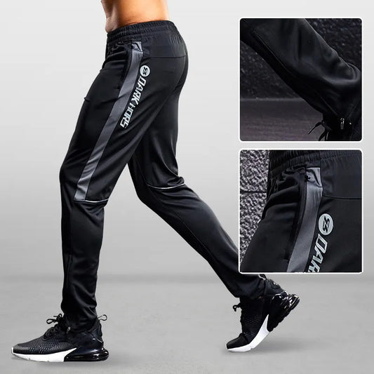 Men Sport Pants With Zipper Pockets Soccer Training Jogging Sports Trousers
