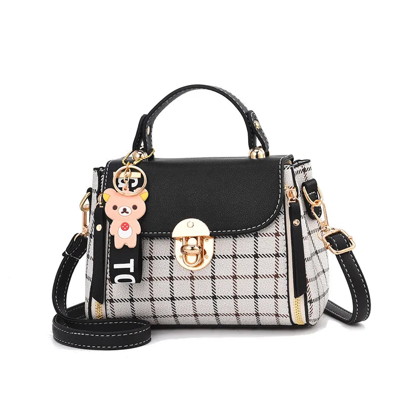 Newposs Plaid Buckle Flap PU Leather Bag