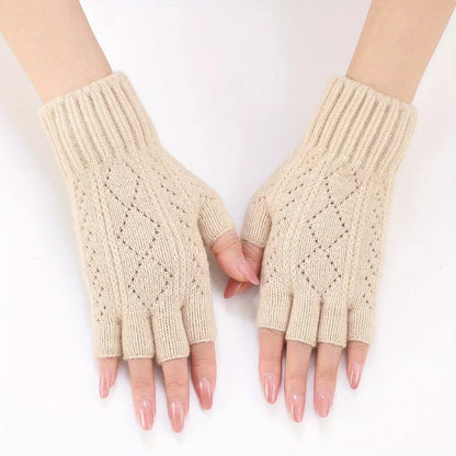 Gants d'hiver doux à demi-doigts en polaire de vison