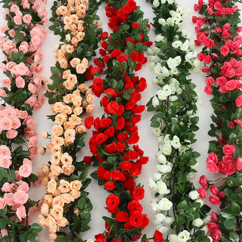 Silk Rose Vine Garland for Wedding and Home Decor