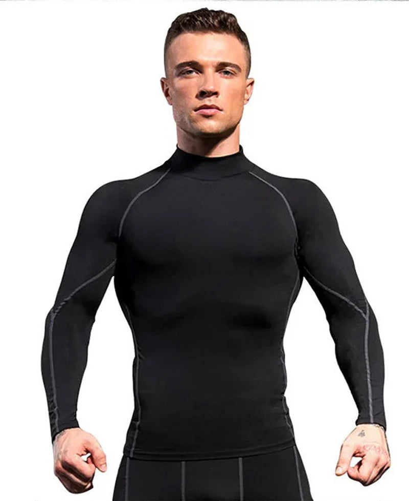 Chemise de sport à col roulé et manches longues pour hommes