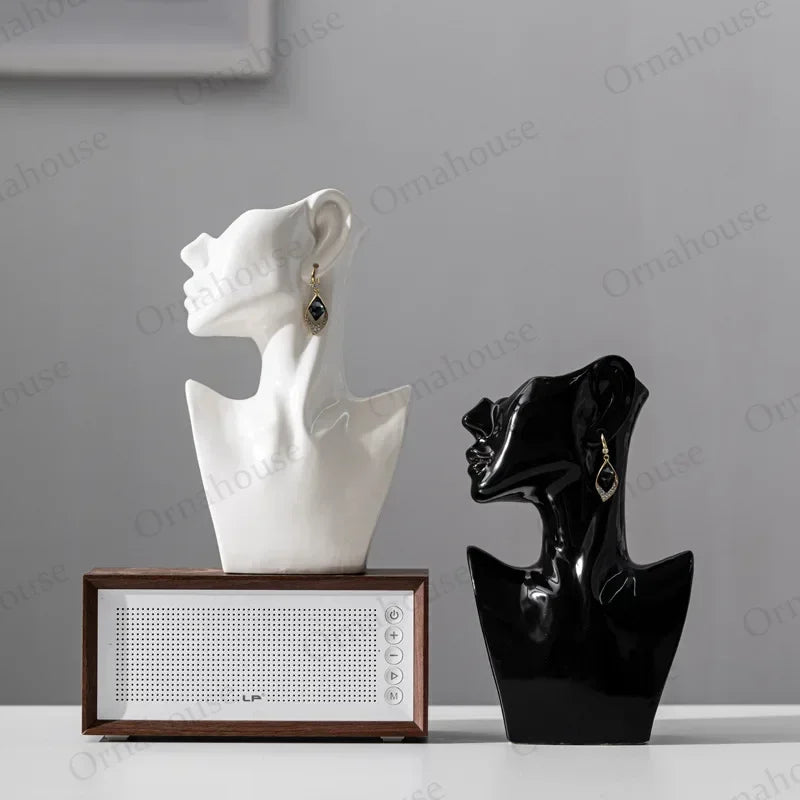 Modern Ceramic Abstract Face Vase for Decor