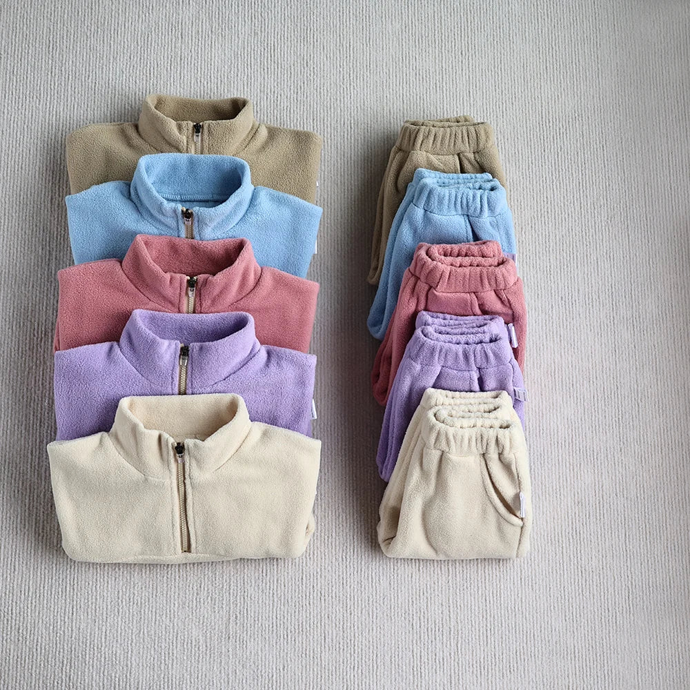 MILANCEL Autumn Baby Fleece Hoodie & Pants Set