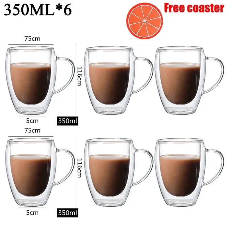 Tasse en verre à double paroi de 350 ml - Résistante à la chaleur