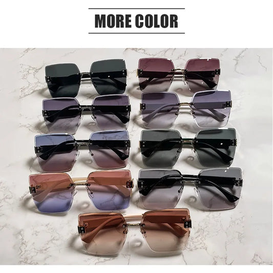 Unisex Rimless UV400 Eyewear Square Frame Sunglasses