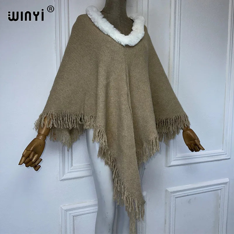 WINYI Pullover Sweater Cape for Autumn and Winter