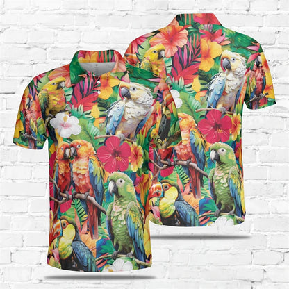 Parrot Print Polo Shirt for Men