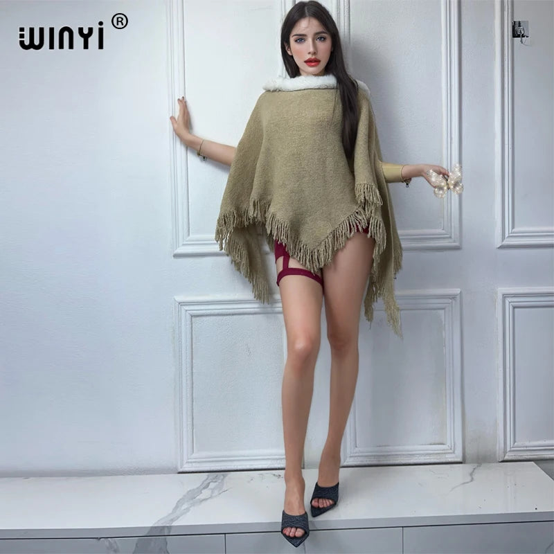 WINYI Pullover Sweater Cape for Autumn and Winter