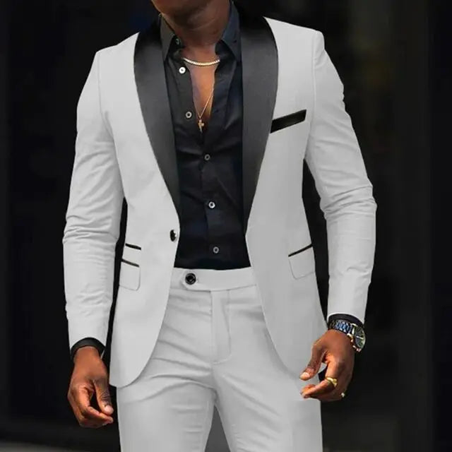 Men's Slim Fit 2 Piece Lapel Blazer Wedding Suits