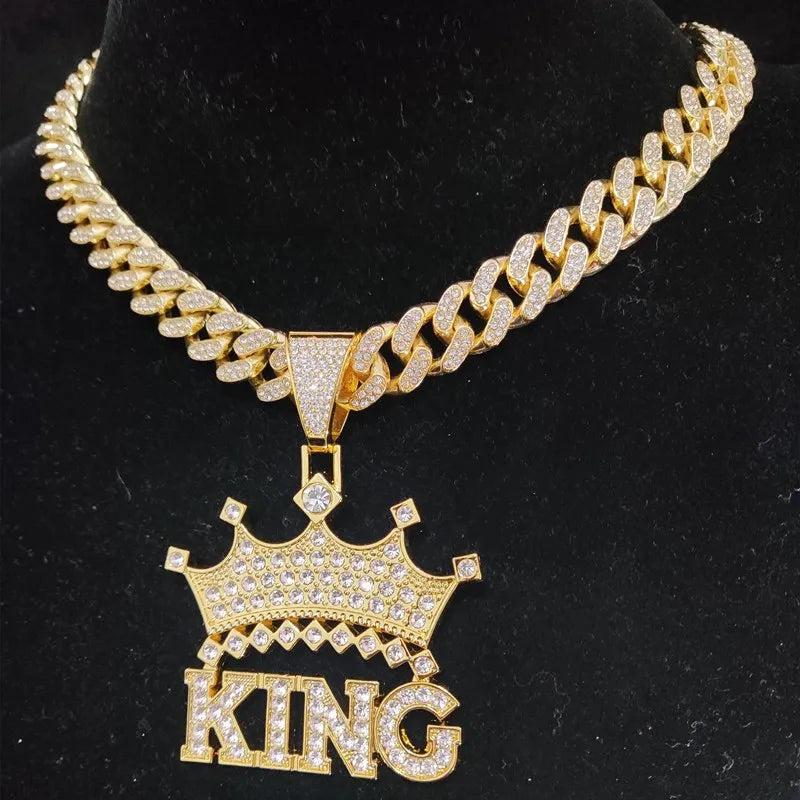 Chaîne cubaine King avec couronne creuse de style rue, 1 pièce