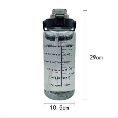 Portable Large Capacity Plastic Straw Time Marker Outdoor Water Bottle