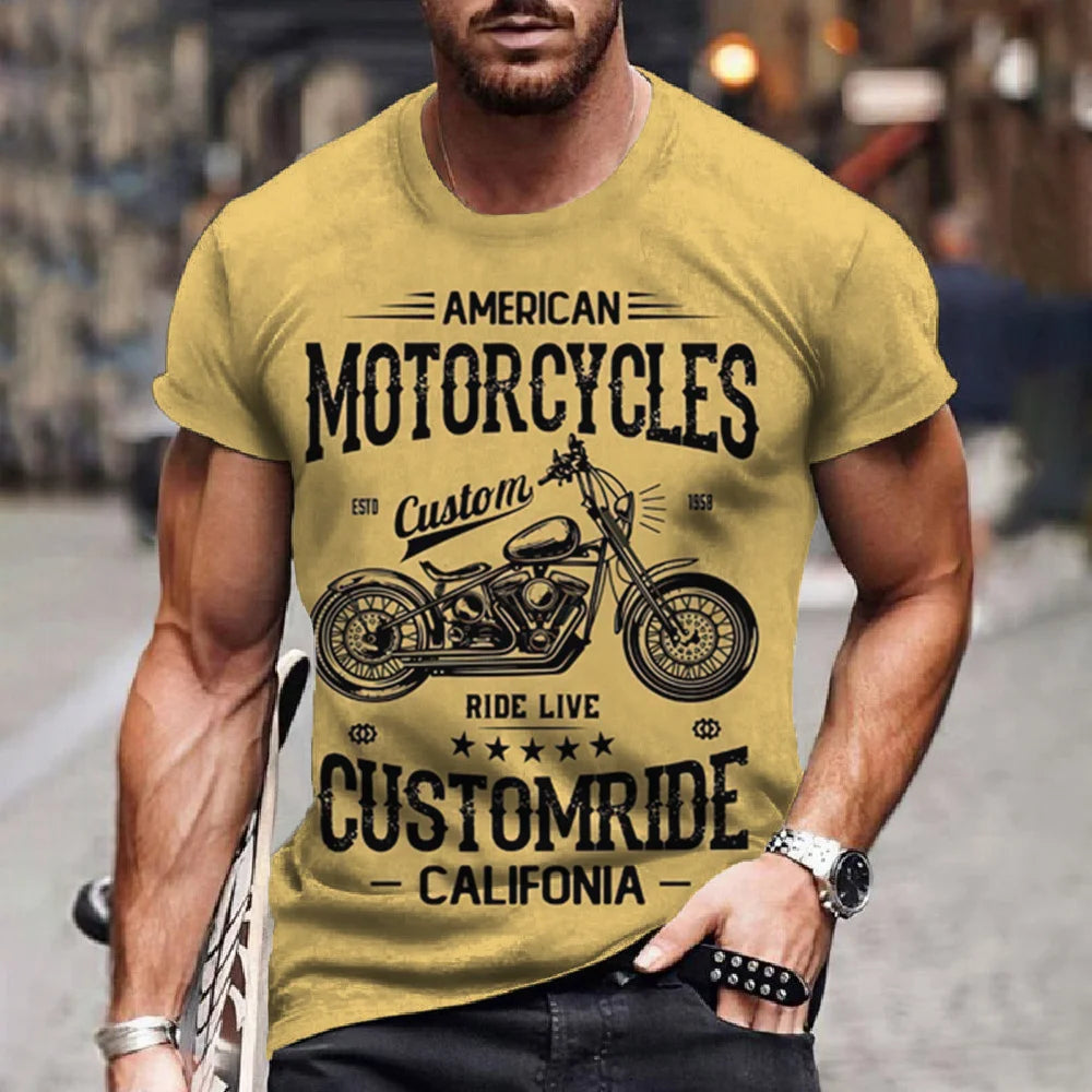 Retro Motorcycle Racing 3D Print Tee