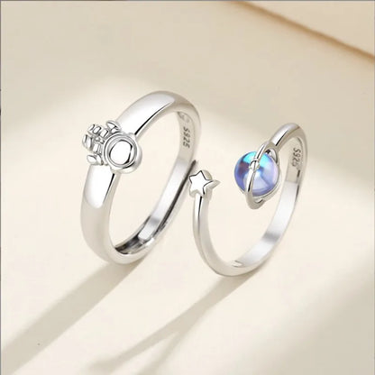 Bagues de couple d'anniversaire esthétique assorties avec cœur d'amour