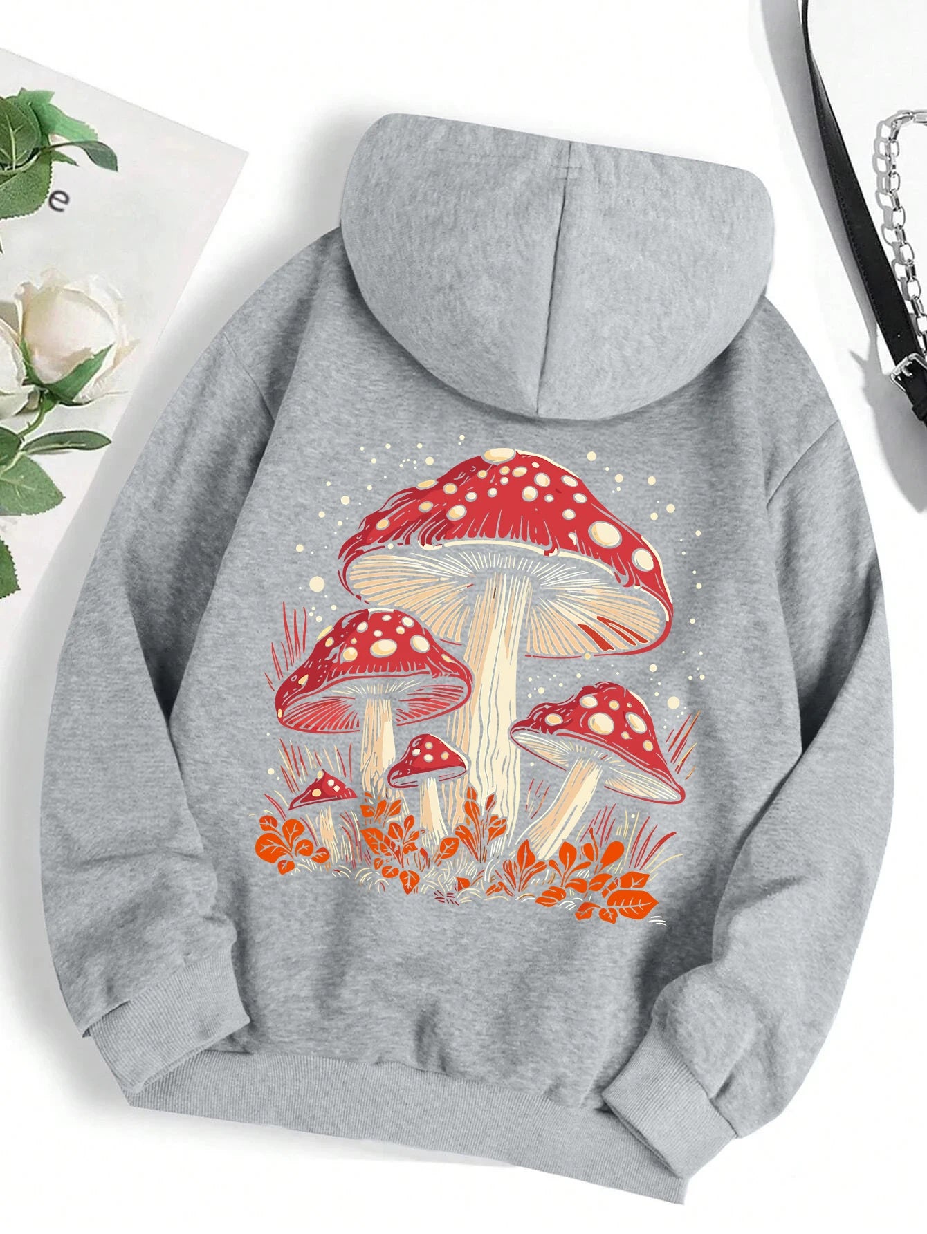 Warme Fleece-Hoodies mit Grafik für den Herbst für Damen