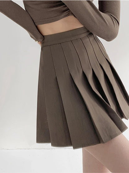 High Waist Plaid Pleated Mini Skirt