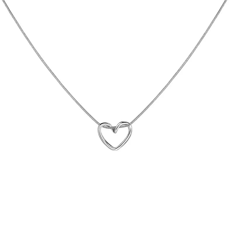 Collier chaîne clavicule double cœur en argent